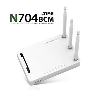 ipTIME N704BCM 유무선공유기/와이파이 - 무선300/유선100Mbps 안테나3개